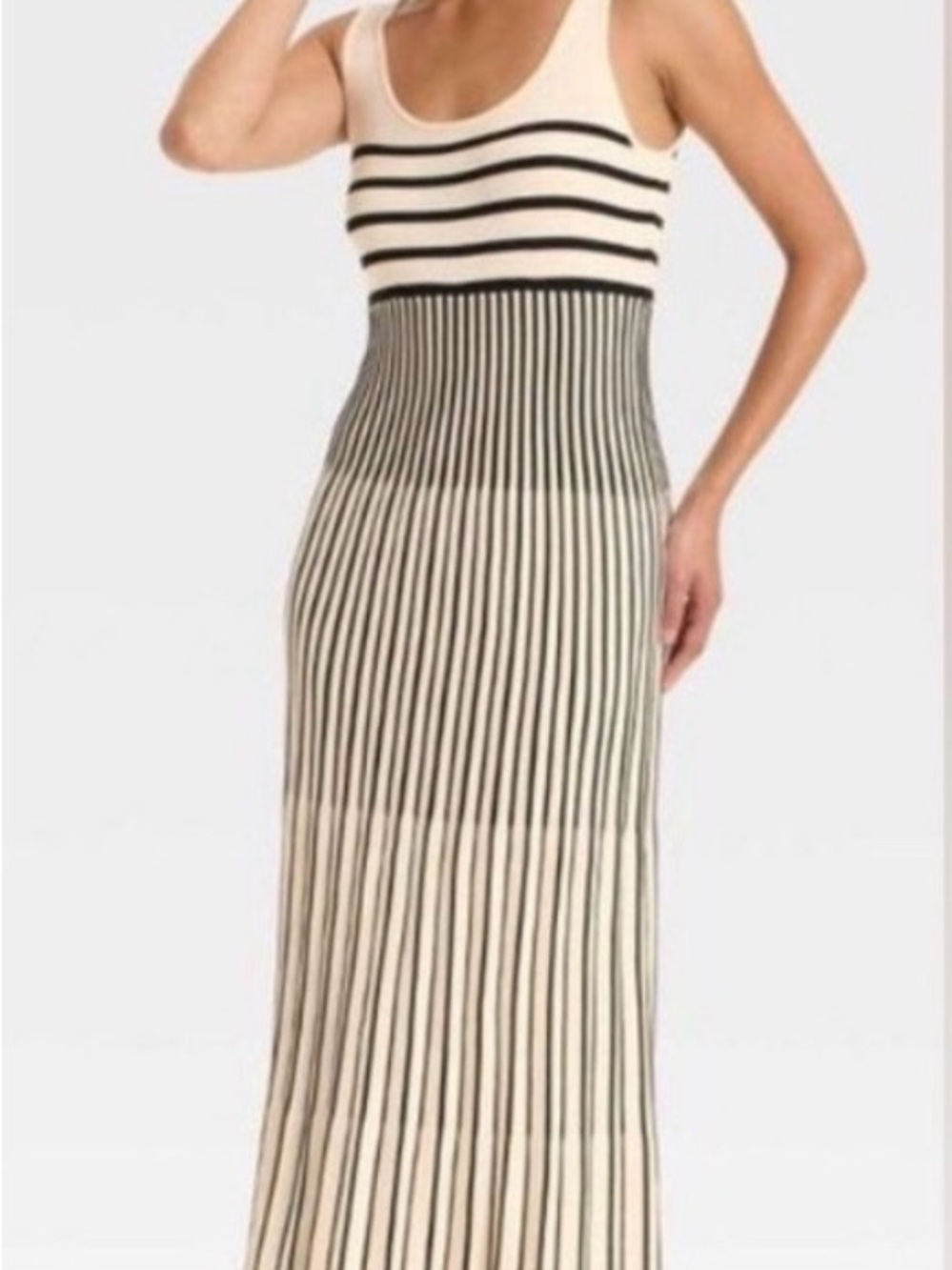 a new day Black and Cream Striped Sleeveless Maxi Dress